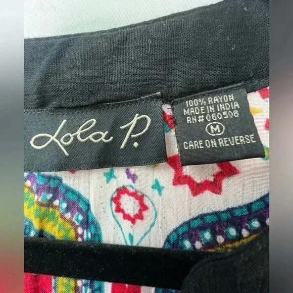 Lola P. Long Sleeves V‎ Neck Bohemian Tunic Top Sz M - Picture 6 of 9